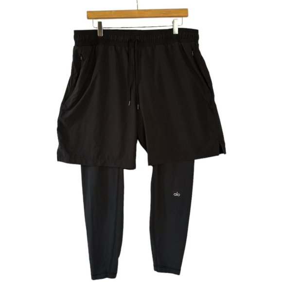 ALO Yoga Other - ALO YOGA STABILITY 2 In 1 Pants Black / BlackLeggings Over Shorts Size XL